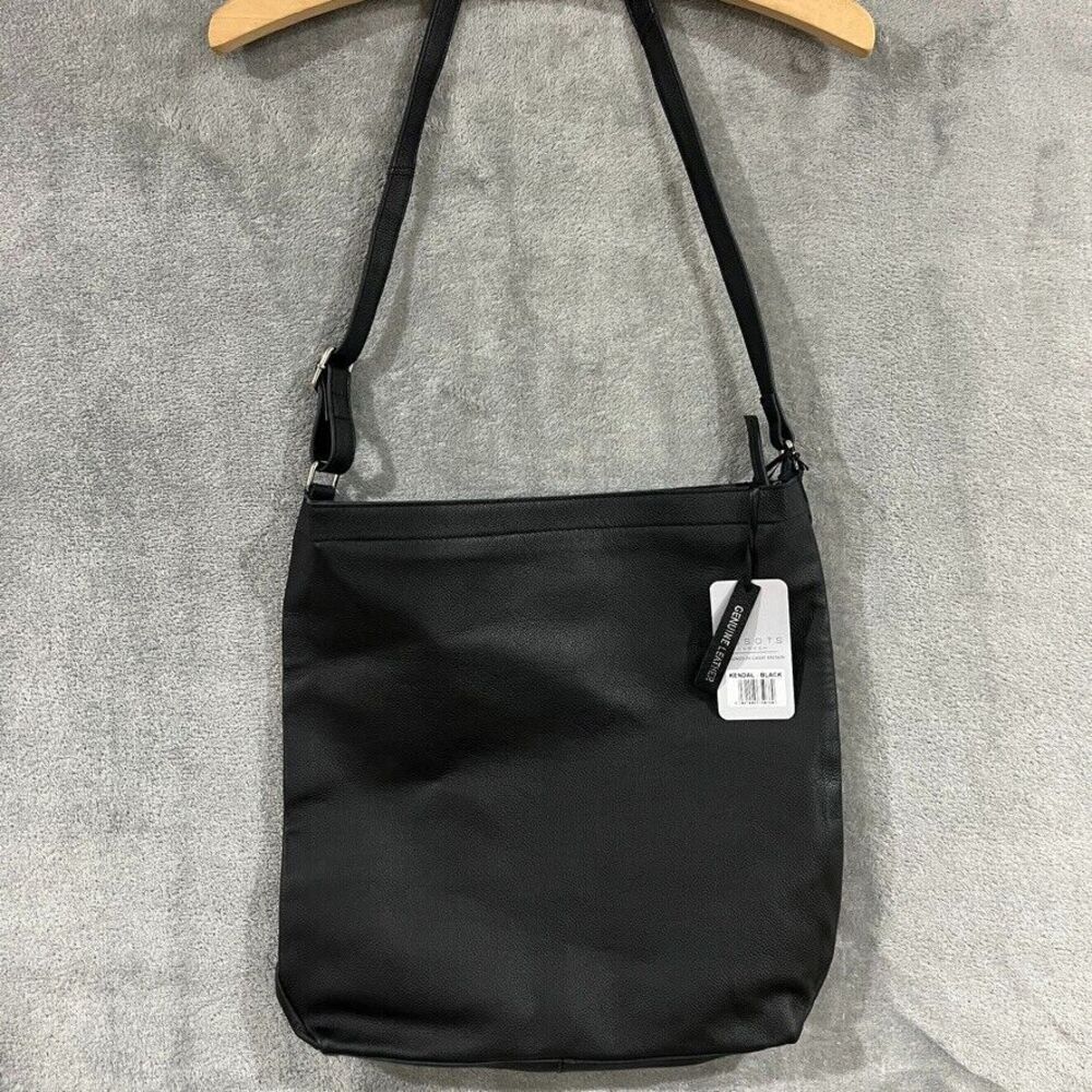 Assots London Kendal Black Leather Handbag Shoulder Bag Slouch Hobo Purse NEW